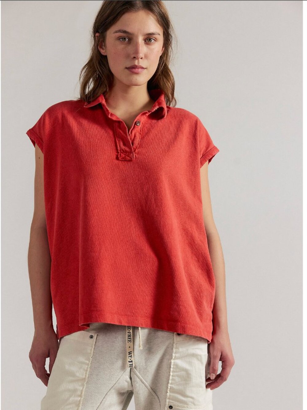 NWT - Free People / We The Free - Keep On Polo - Red - Size M